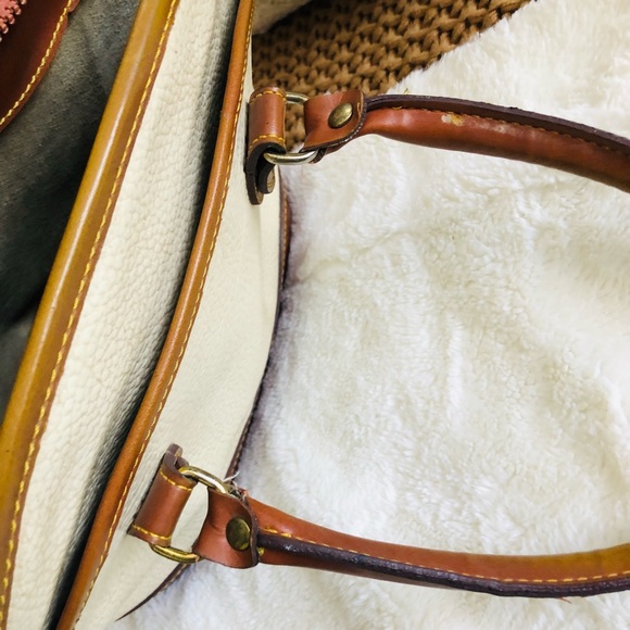 Vintage Dooney and Bourke Domed Satchel, Off White & Tan handbag - Picture 2 of 10